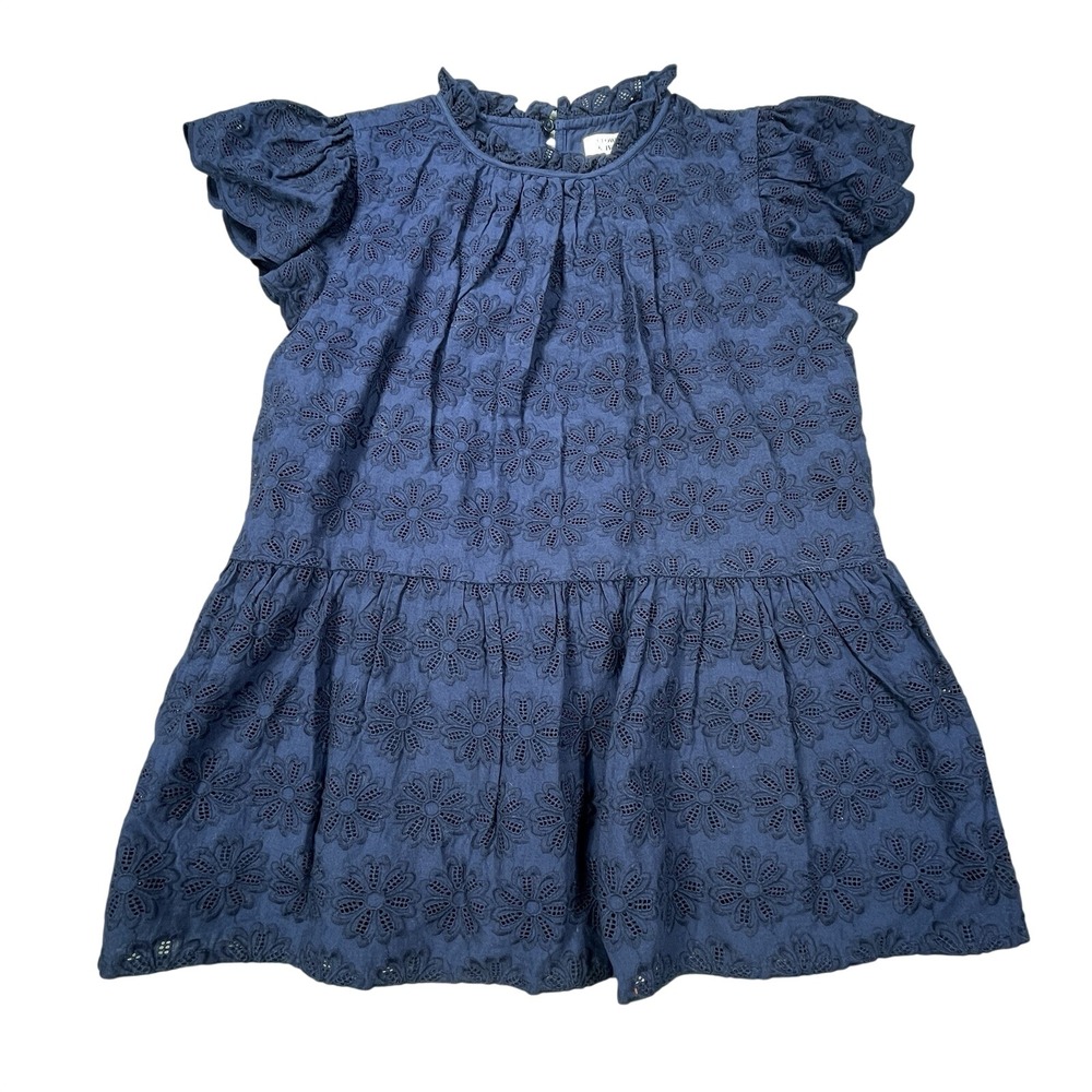 NWT Crown & Ivy Crochet Lace Top Blouse M Blue Floral Scallop‎ Fairy Whimsigoth